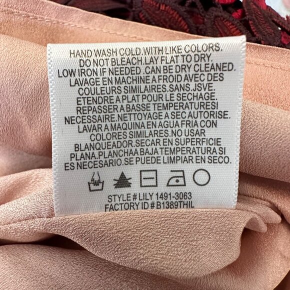 Dress The Population Lily Floral Lace Dress Midi Red & Nude Sz M NWT - Picture 11 of 16